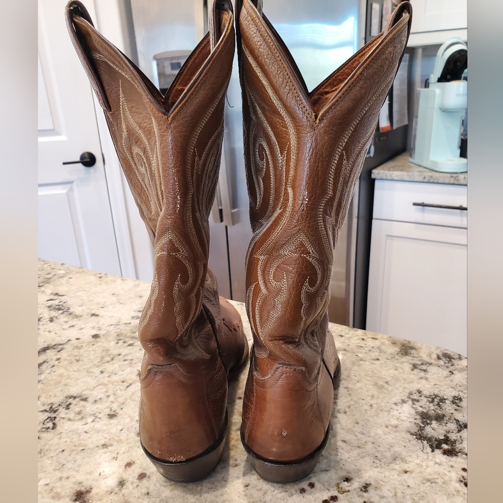 Men's Tony Lama Ostrich Boots, Size 10 1/2 D. Brown. - Picture 4 of 12